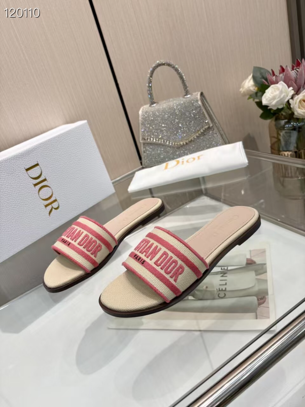 DEM345 Designer women Slippers red blue color sandals shoes for women high quality size 35 to 43