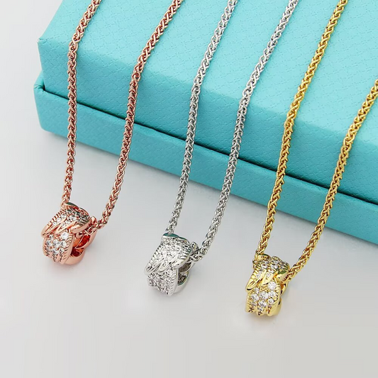 TEM56 Designer lady's diamond-encrusted pendant necklace - fashionable jewelry - personalized gift for women