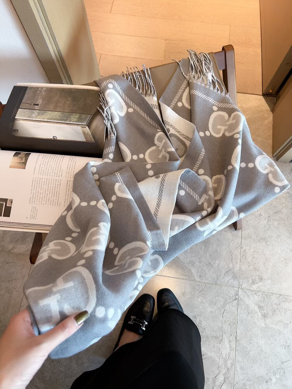 GEM114 Cashmere knitted scarf Women Man Designer Scarf fashion brand Cashmere Scarves For Winter Womens and mens Long Wraps Size  60*200cm