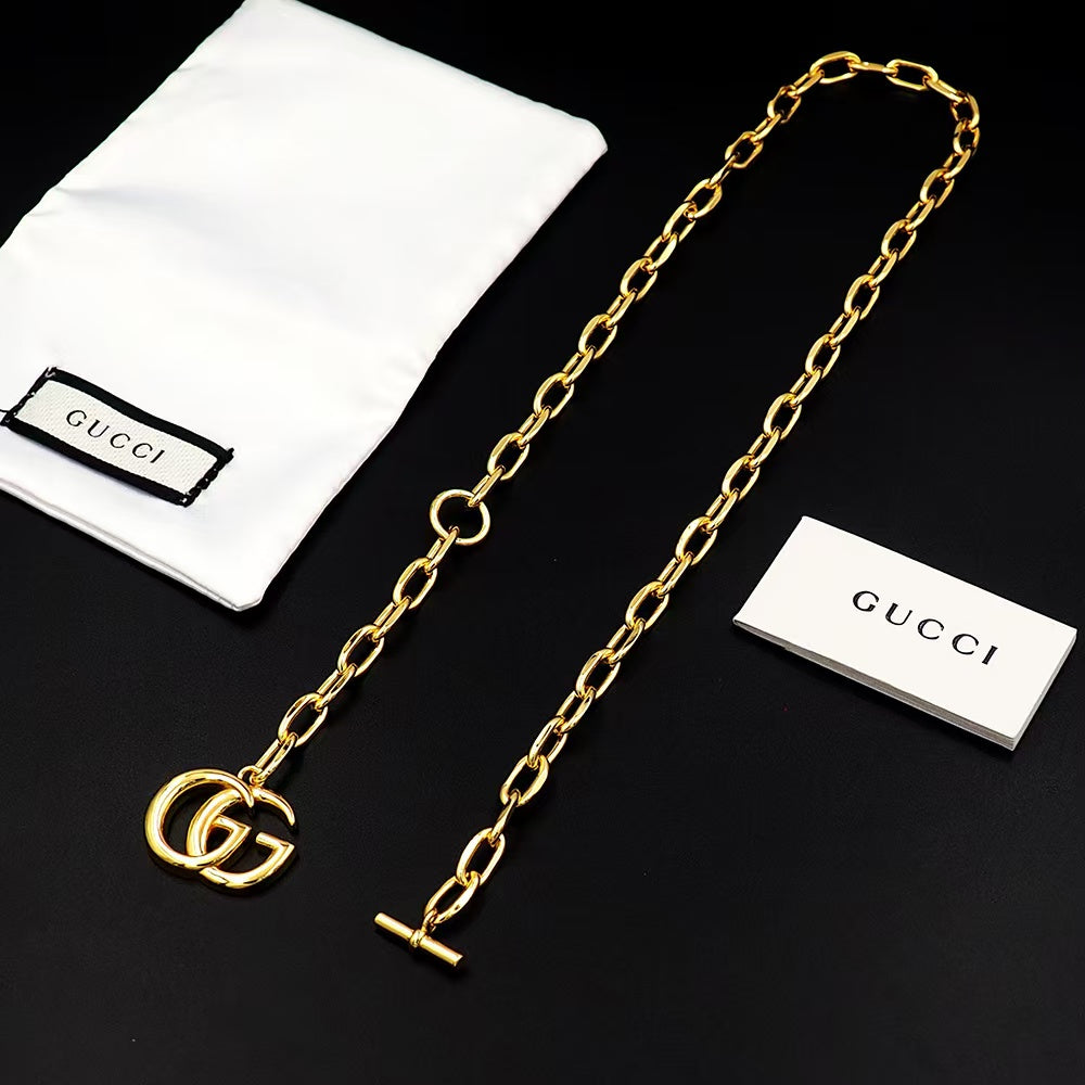 GEM151 New Arrive  Silver and Gold Color Necklace Fashion Design Charm for Women Jewelry 45cm Long
