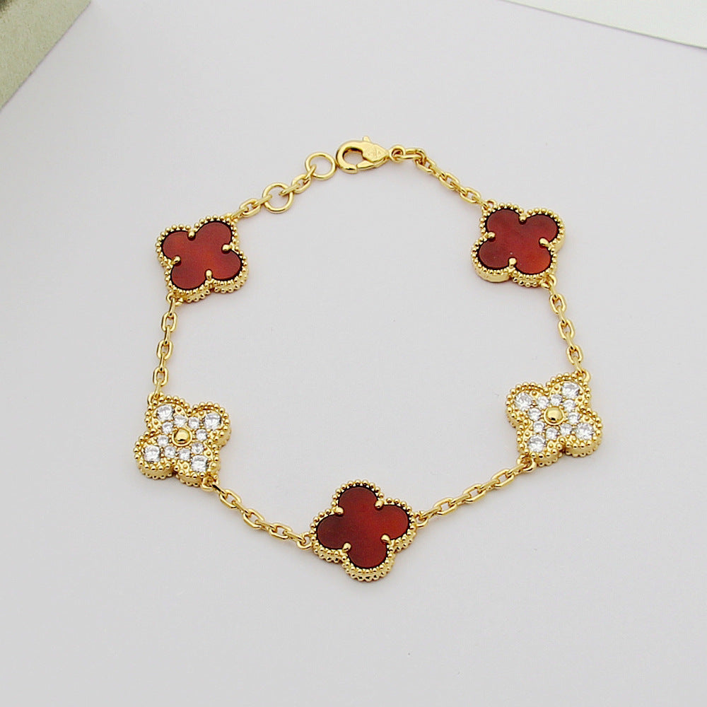 VEM32 Hot Sale Fashion 18k Akin Gold 4 Flowers Bracelet&bangle for Woman Size Jewelry Gift