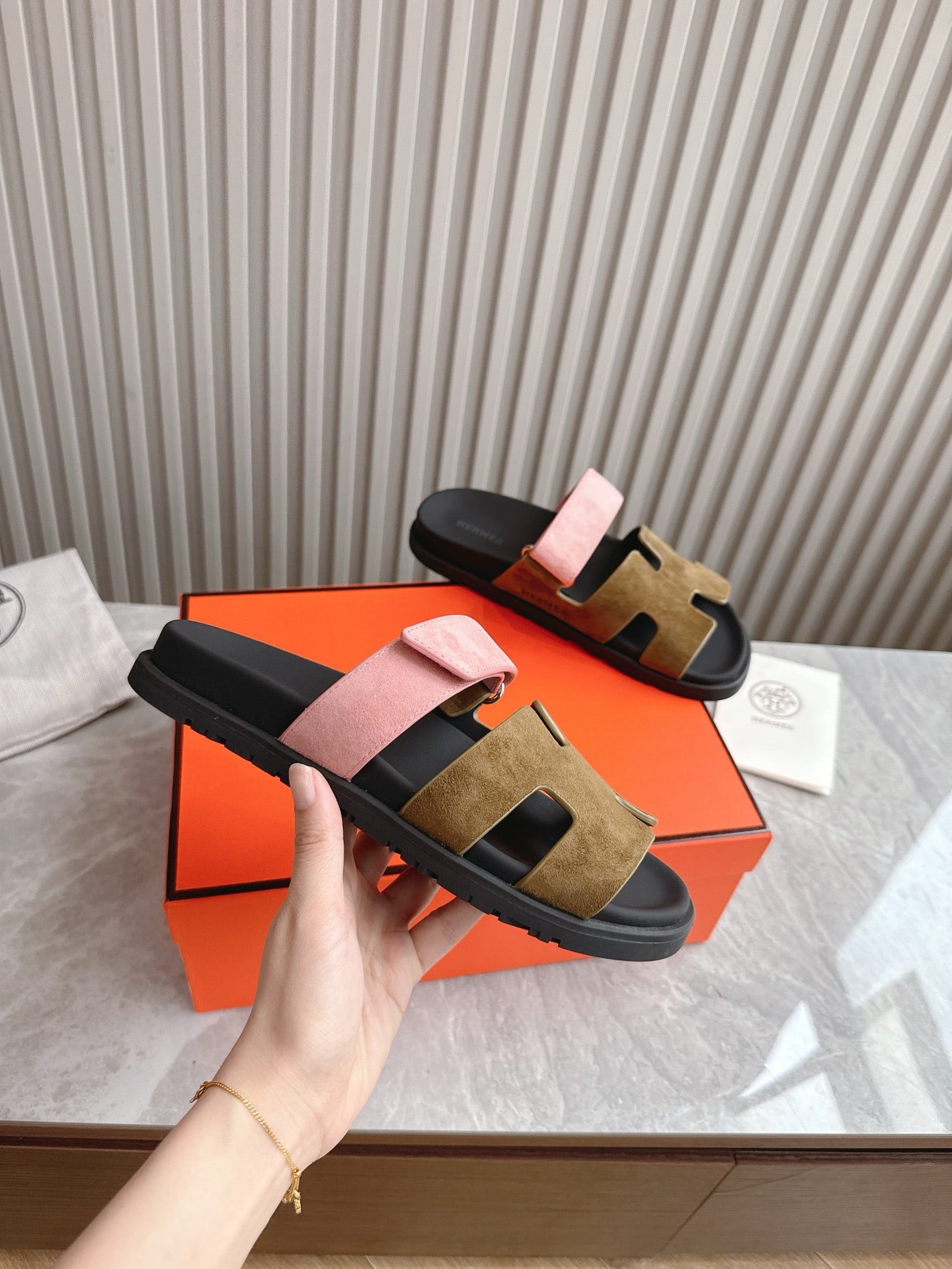HEM101 Designer women Slippers sandals shoes for women mix color shoes high quality size 35 to 42