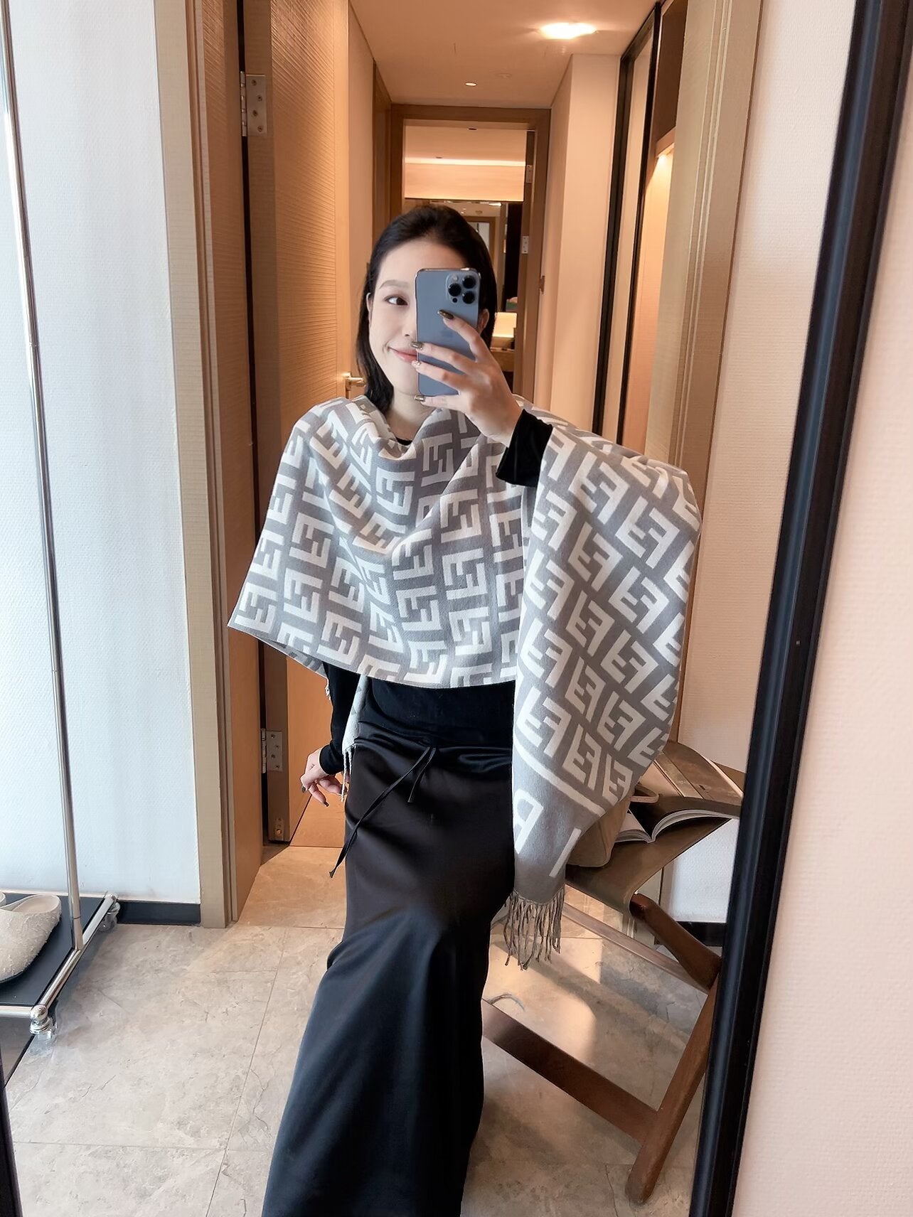 FEM22 Women Cashmere Designer Scarf Full Letter Printed Scarves Soft Touch Warm Wraps With Tags Autumn Winter Long Shawls 180✖️60cm