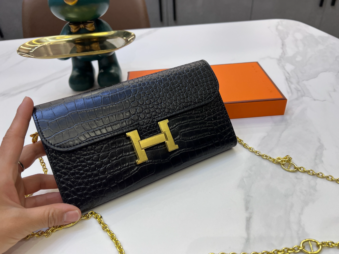 HEM108 New arrive fashion black bag for woman hands bag wallet beautiful gift to choose gift  20*10cm