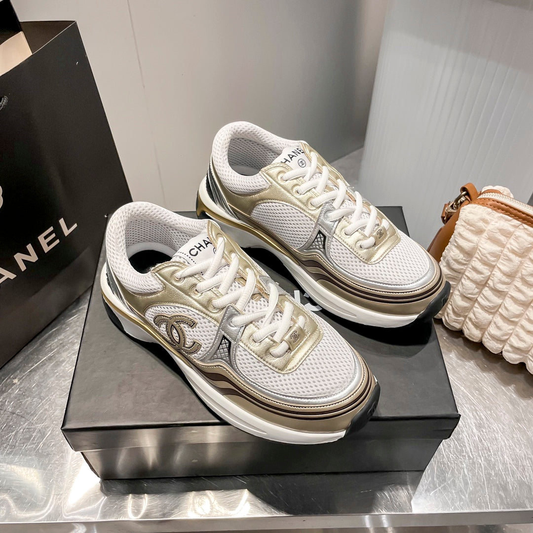 CEM230 New arrive fashion gold and white shose for woman men beautiful gift to choose gift