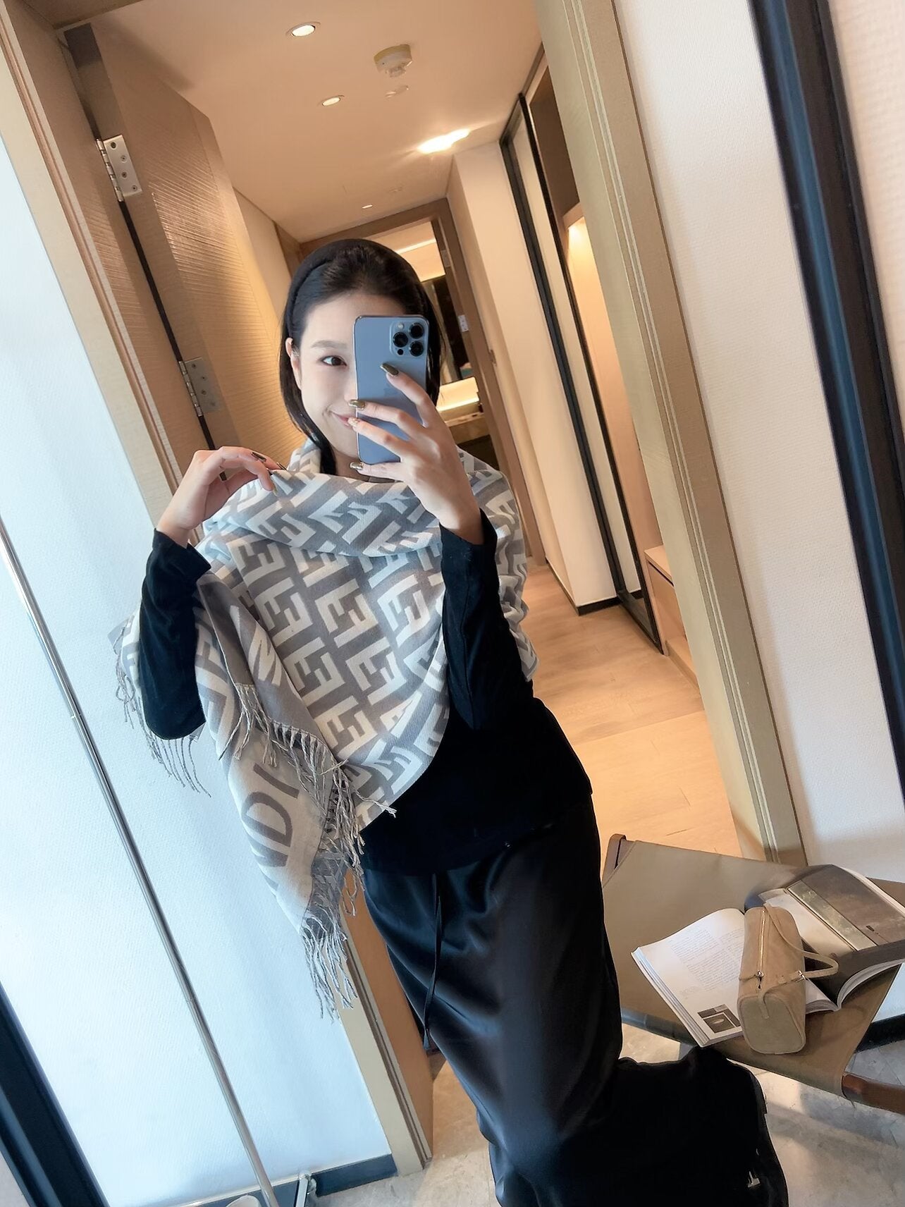 FEM22 Women Cashmere Designer Scarf Full Letter Printed Scarves Soft Touch Warm Wraps With Tags Autumn Winter Long Shawls 180✖️60cm