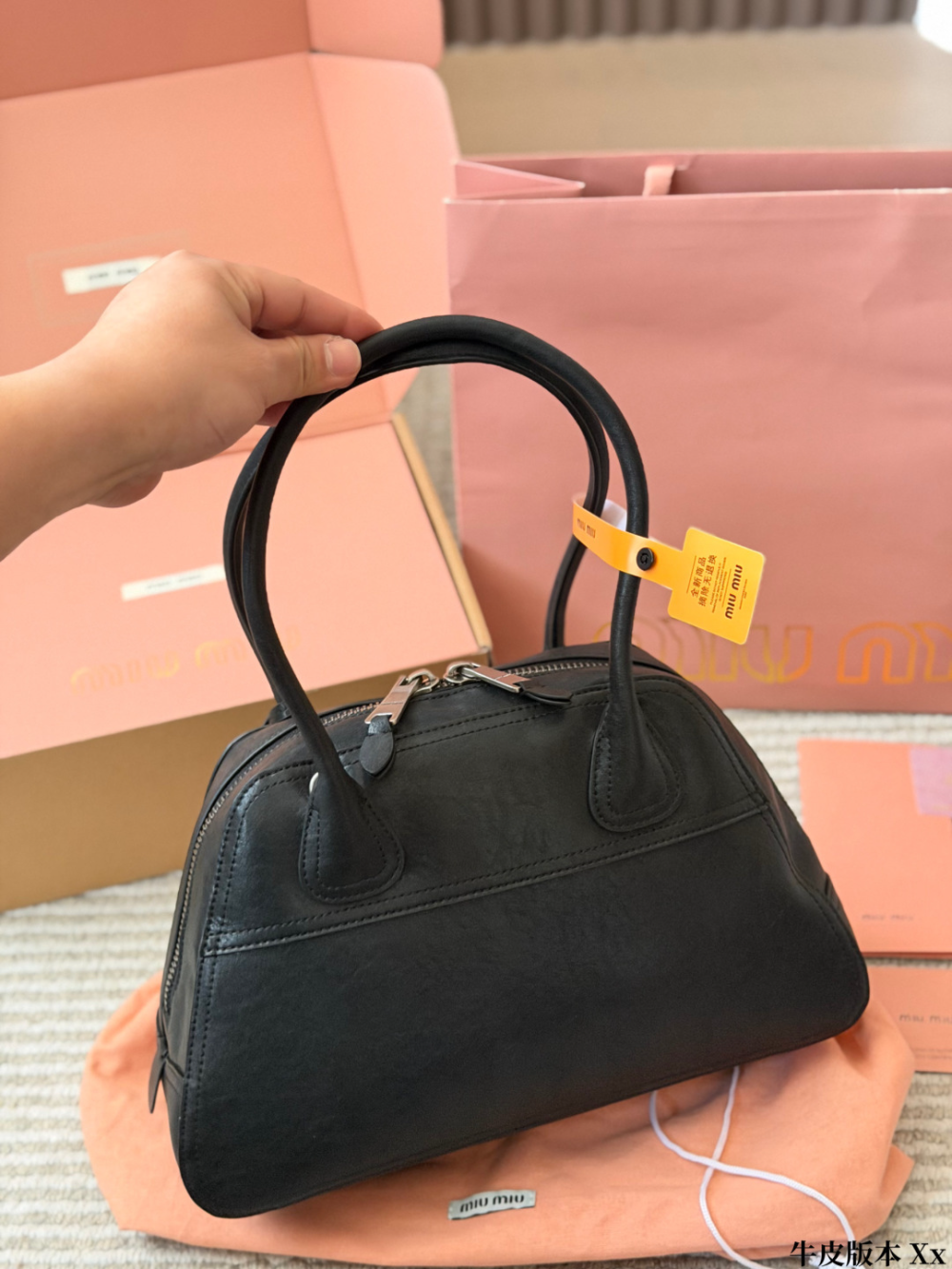 MIU08  New arrive fashion black brown pink white coffee bag for woman hands bag beautiful gift to choose gift   32*22cm