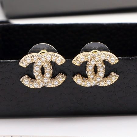 CEM191 Classic Titanium Steel Earring Designer 18K Gold Cubic Pearl Pendant Stud Earring  Women Mens  Love Promise Jewelry