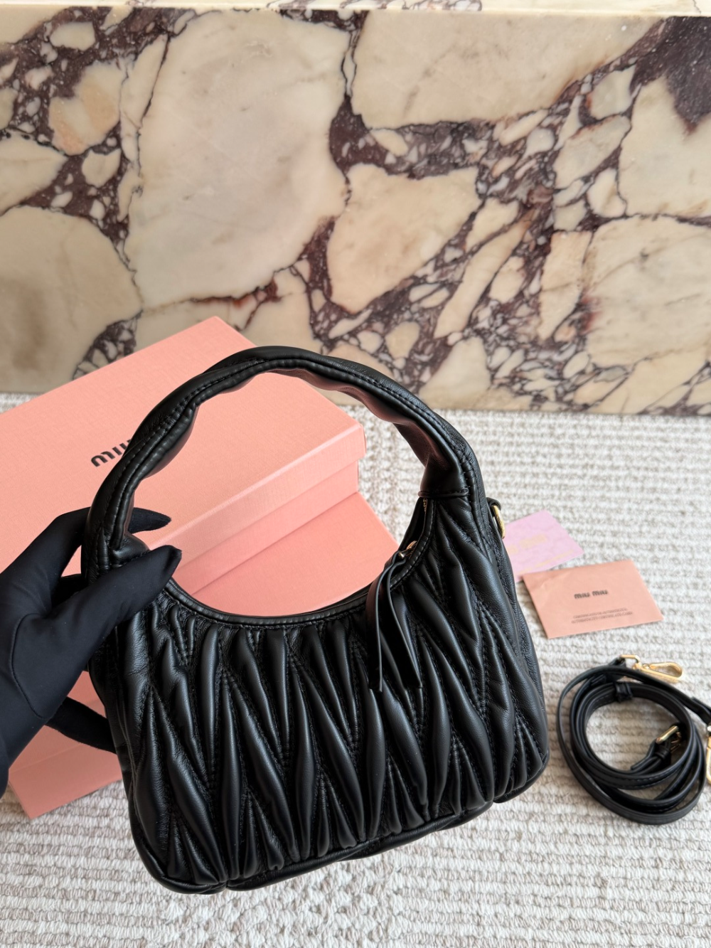 miu02 New arrive fashion black color bag for woman beautiful gift to choose gift  20 x 17cm