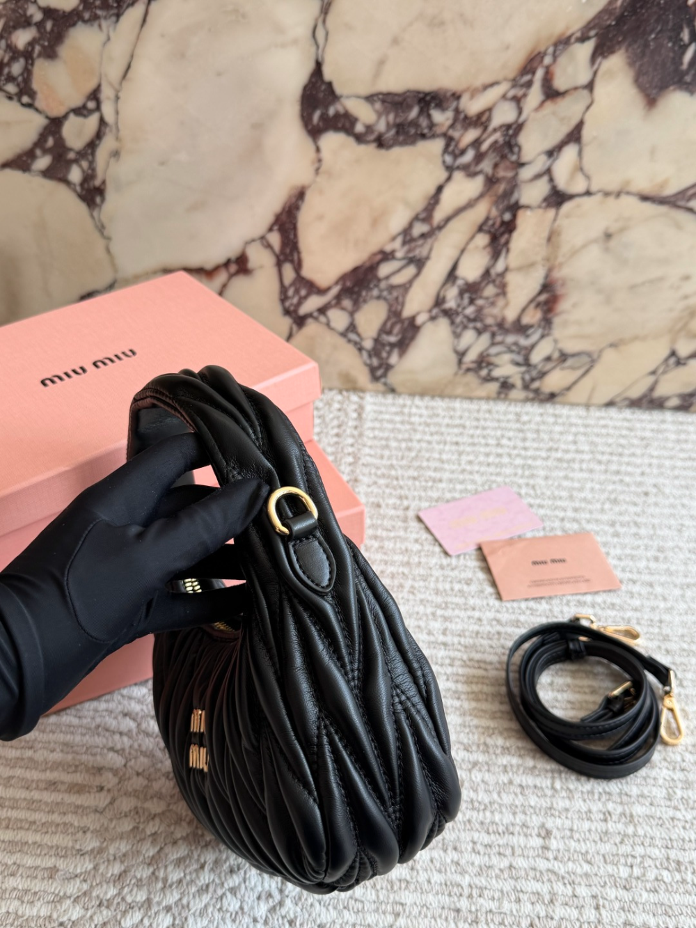 miu02 New arrive fashion black color bag for woman beautiful gift to choose gift  20 x 17cm