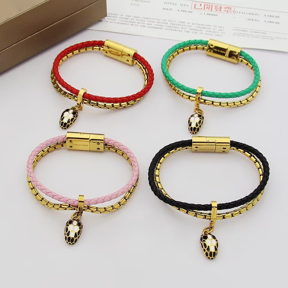 BEM30 Luxury Designer Jewelry Leather 18K Gold Plated Stainless steel women men Bracelets bangles Wedding Gifts