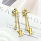 LEM395 New Arrive Fashion Gold Color Long Tassel letters Earring  for Woman Jewelry Beautiful Jewelry To Choose Gift No with Box