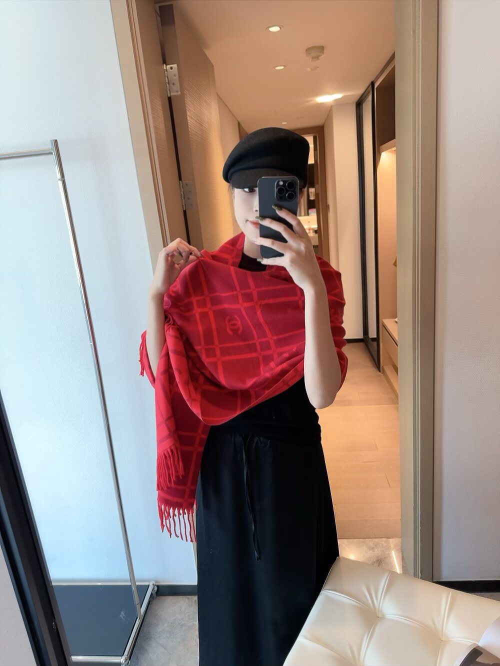 CEM177 Designer Scarf Silk wool viscose fiber Cotton Blend Women Fashion Silks Scarf Designers Scarves luxury Silk color-blocking fringed edges