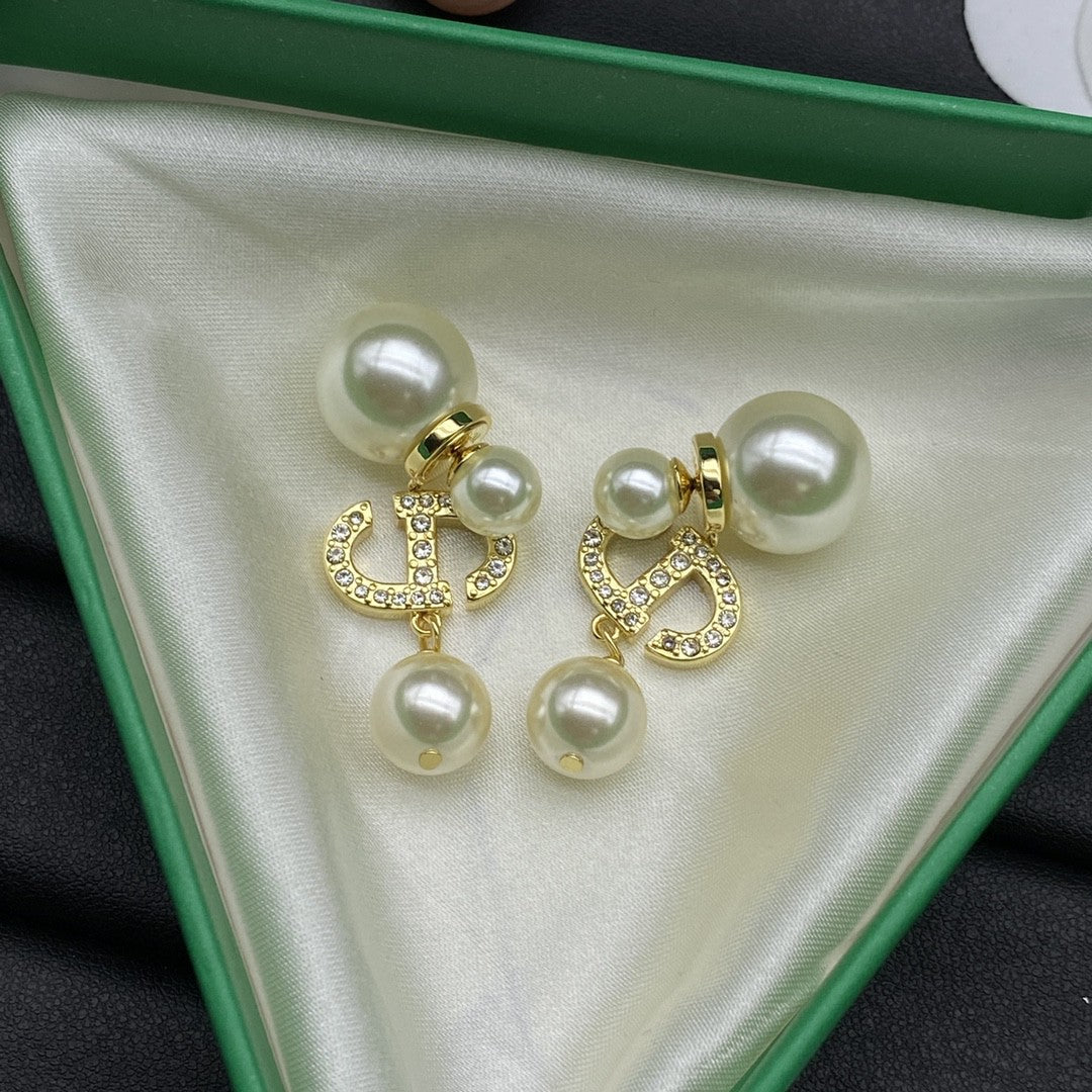 DEM276 New Arrive Fashion  Hot Sale  with Diamond Pearl Earring  for Woman Jewelry To Choose