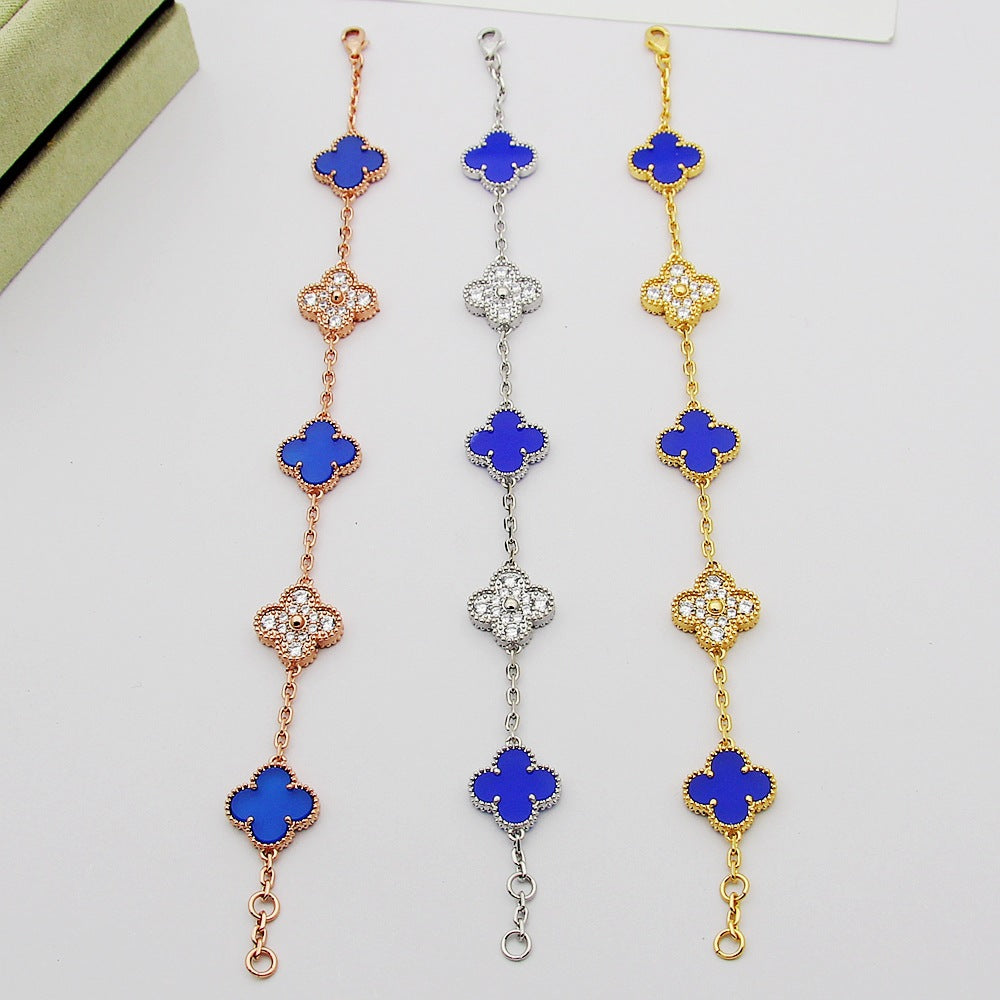 VEM32 Hot Sale Fashion 18k Akin Gold 4 Flowers Bracelet&bangle for Woman Size Jewelry Gift