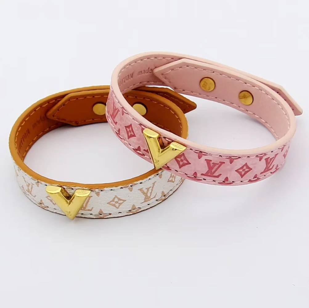 LEM519 Luxurious designer jewelry leather 18K gold-plated stainless steel bracelet gift option