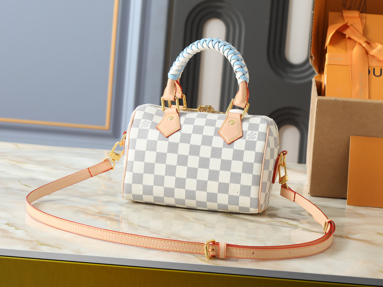 LEM505  New arrive fashion blue brown  bag for woman beautiful gift to choose gift size to choose 20.5 x 13.5 x 12.0CM