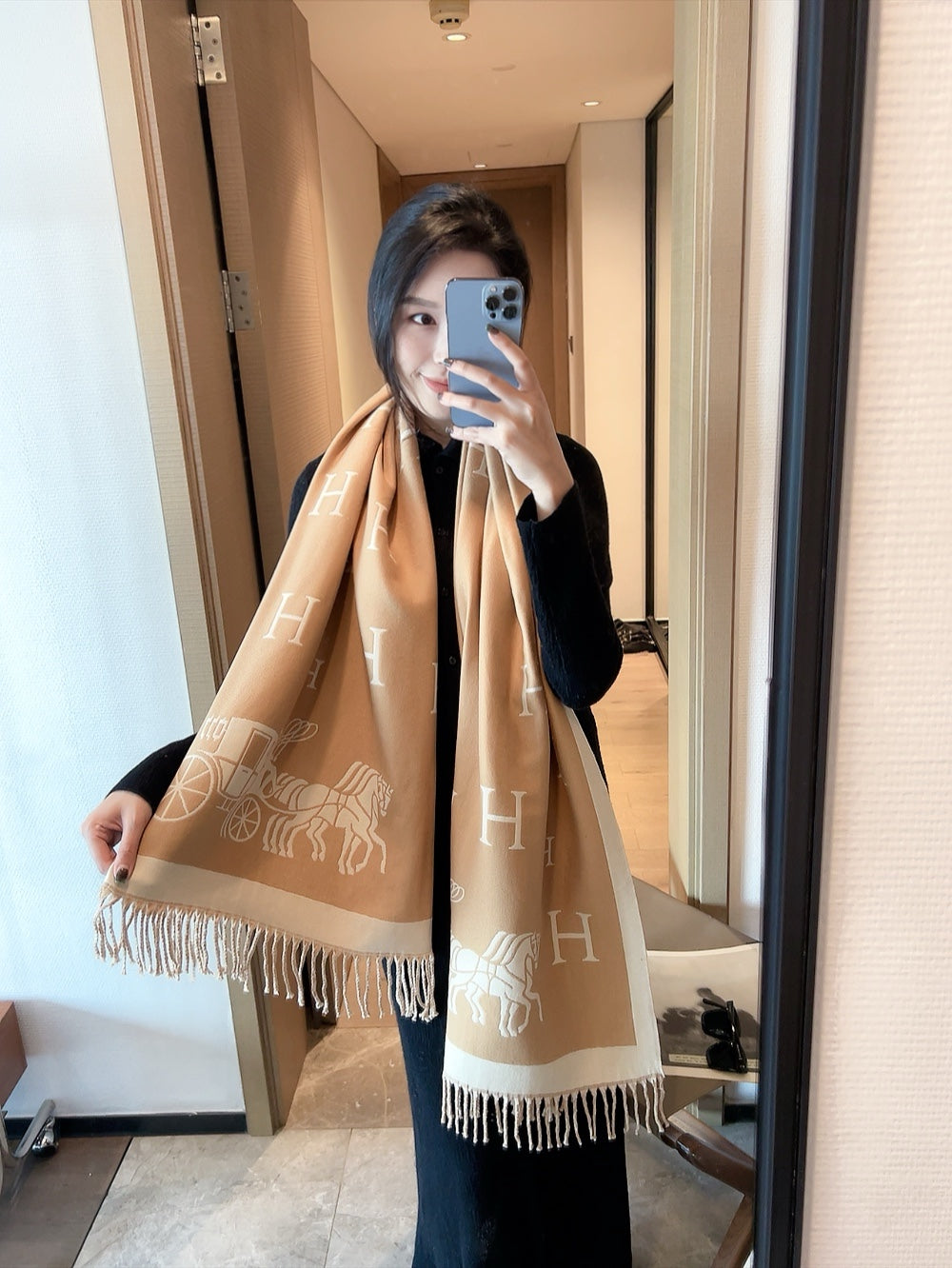 HEM68 Winter Scarf Pashmina For Designers warm Scarfs Fashion Classic Women Designer Brand Cashmere Winter Scarf Wrap 180cm scarf for women Size 65*180CM