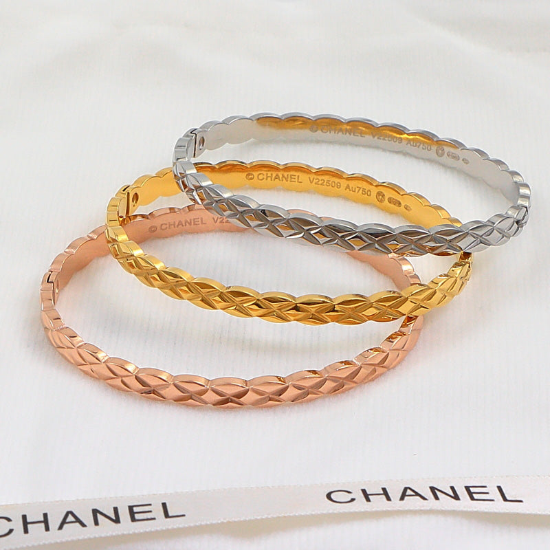 CEM187  Fashion  Stainless Steel 3 Color Bracelet Gold Silver Color Bracelet Bangle Bague Femme for Woman Gift