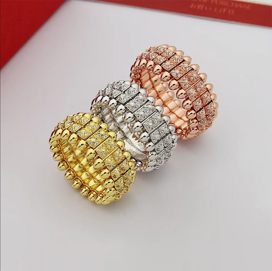 CREM221  Hot Sale Fashion Love 2Row Nail Rings for Women Men Jewelry Couples Cubic Zirconia Wedding Rings Bague Femme