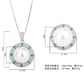 LEM59 2022 New White Bead Separation Cz Round Ring 14mm and Pendant 16mm Ladies  jewelry Set
