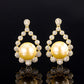 DEM90 new Copper bottom gold-plated inlaid mother-of-pearl Korean version fashion geometric CZ temperament women's earrings 14mm