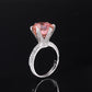DEM37 S925 Silver Padparadscha High Carbon cz Round Radiant Cut Closed Ring Female Main Stone 12MM
