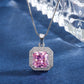 DEM19 Pink color Cz Pendant Earring Necklace Female Color Treasure Set Main Stone 10*10