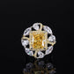 DEM86 S925 Silver Color Treasure High Carbon cz Yellow Diamond Radiant Cut Color Separation Closed Jewelry Ring 10*12