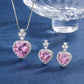 LEM15 Colorful treasures simulation pink CZ jewelry set earrings main stone 8*12 pendant necklace 10*14