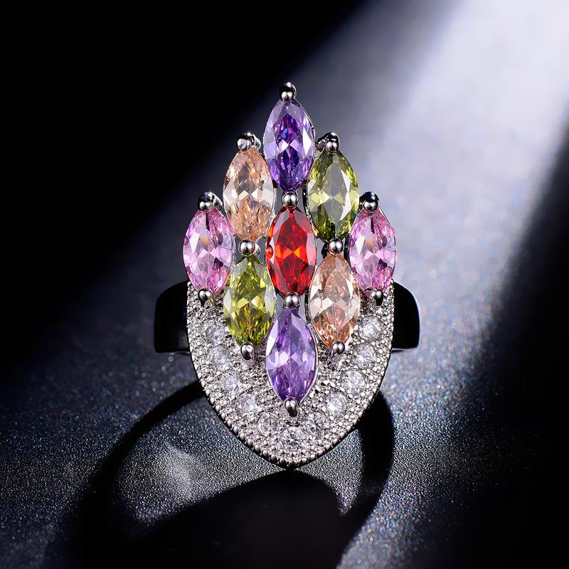 SYEM05 Hot Sale Fashion National Style colorful Ring for woman Crystal Color Ring Jewelry gift For Women Christmas gifts