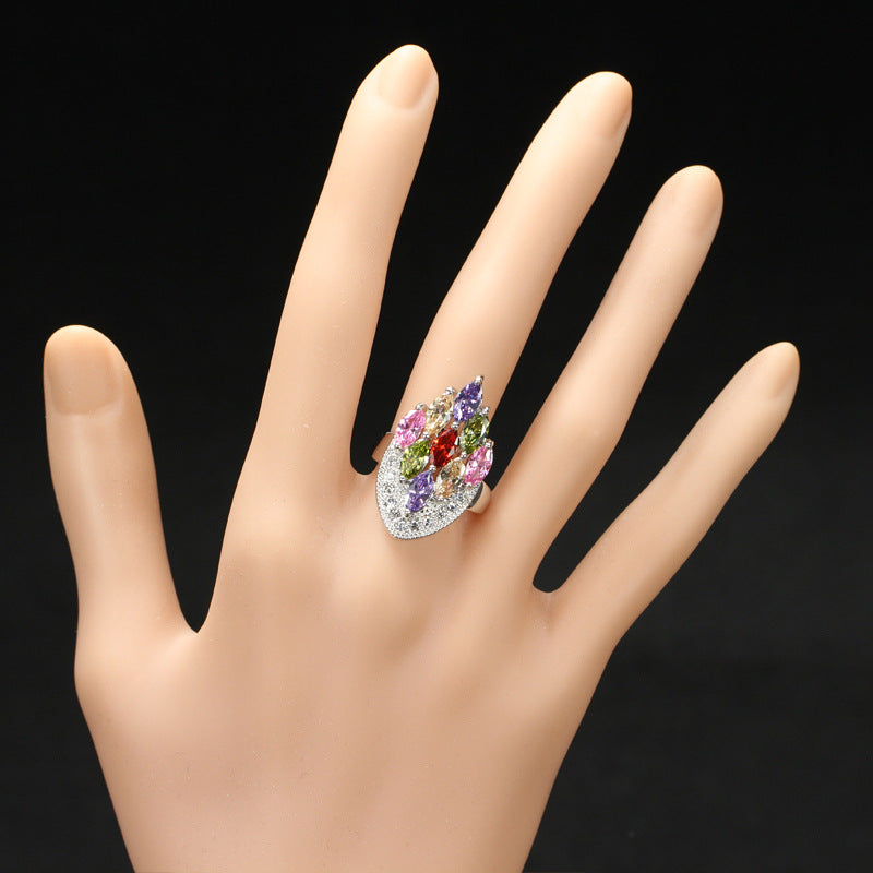 SYEM05 Hot Sale Fashion National Style colorful Ring for woman Crystal Color Ring Jewelry gift For Women Christmas gifts