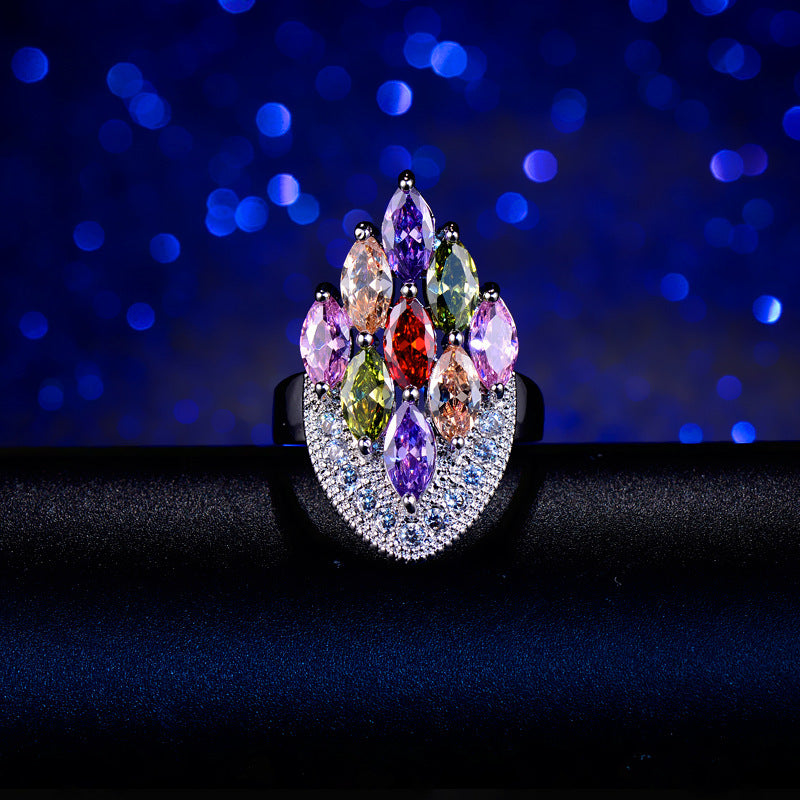 SYEM05 Hot Sale Fashion National Style colorful Ring for woman Crystal Color Ring Jewelry gift For Women Christmas gifts