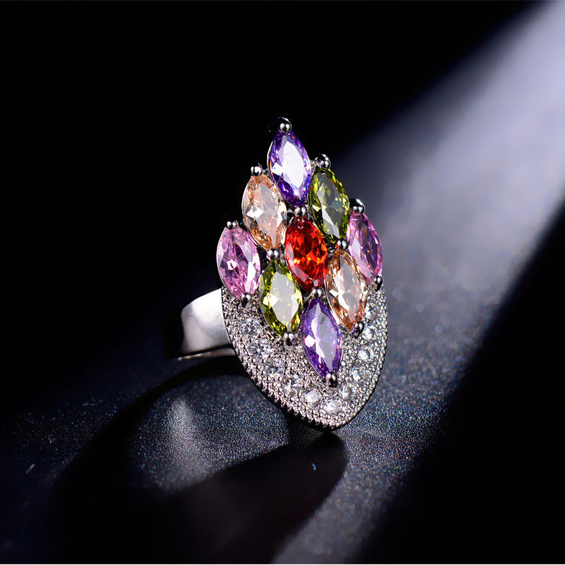 SYEM05 Hot Sale Fashion National Style colorful Ring for woman Crystal Color Ring Jewelry gift For Women Christmas gifts