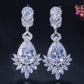 DEM91 Hot Sale Super Flash Micro Water long Earrings for woman Beautiful Lady blue and red white Earrings Earrings Dinner Jewelry