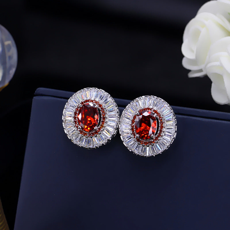DEM85 2022New Fashion High Quality temperament Step Square Crystal Ear Nail Anti Allergy For Women Jewelry
