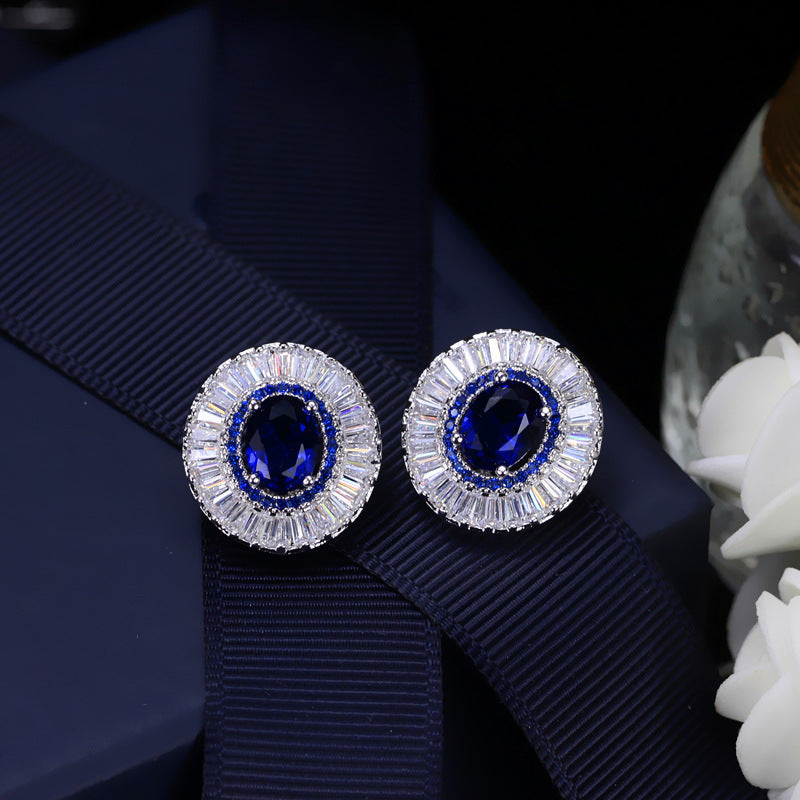 DEM85 2022New Fashion High Quality temperament Step Square Crystal Ear Nail Anti Allergy For Women Jewelry