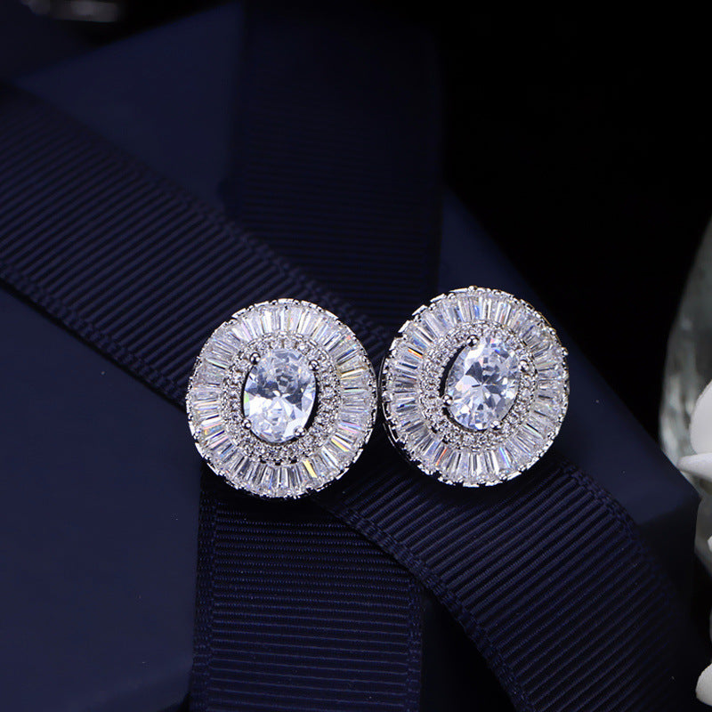 DEM85 2022New Fashion High Quality temperament Step Square Crystal Ear Nail Anti Allergy For Women Jewelry