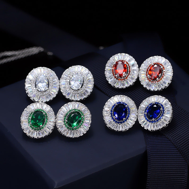 DEM85 2022New Fashion High Quality temperament Step Square Crystal Ear Nail Anti Allergy For Women Jewelry