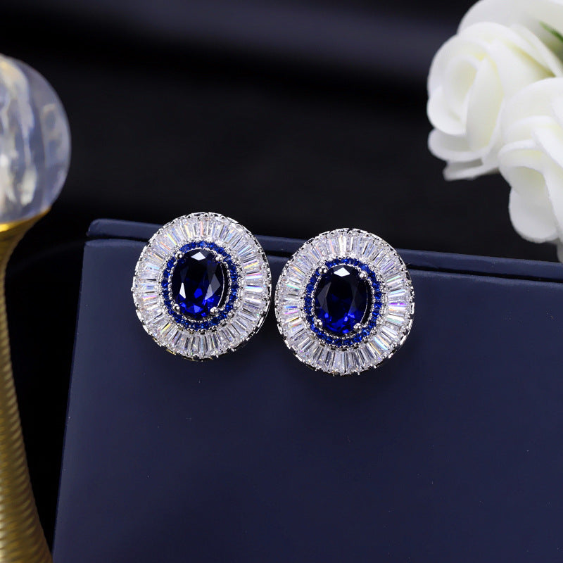 DEM85 2022New Fashion High Quality temperament Step Square Crystal Ear Nail Anti Allergy For Women Jewelry
