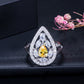 New Fashion Water Drop Ring Three Colors Environmental Protection Copper Luxury Crystal Ring For Women Jewelry