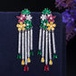 S925 Silver Needle Color Flower Water Drop Long Tassel Earrings Crystal Beautiful Bridal Luxury Earrings for women jewelry