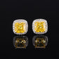 GEM11 S925 silver high carbon CZ Yellow color treasure color small square earrings retro simple women's earrings 8*8