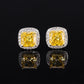 DEM78 New arrive Hot sale S925 silver high carbon CZ Yellow color treasure color small square earrings retro simple women's earrings 8*8