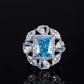 DEM83 New arrive S925 Silver Color Treasure High Carbon cz Yellow CZ Radiant Cut Color Separation Closed Jewelry Ring 10*12