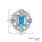 DEM86 S925 Silver Color Treasure High Carbon cz Yellow Diamond Radiant Cut Color Separation Closed Jewelry Ring 10*12