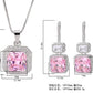 DEM19 Pink color Cz Pendant Earring Necklace Female Color Treasure Set Main Stone 10*10